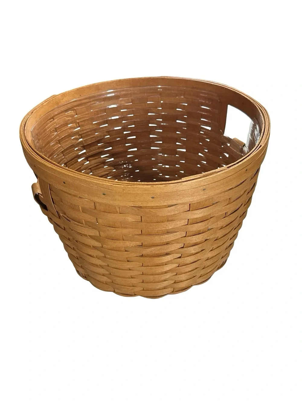 Vtg 1991 Longaberger Classic Corn Basket Large Round Clear Protector EUC 17 x 11